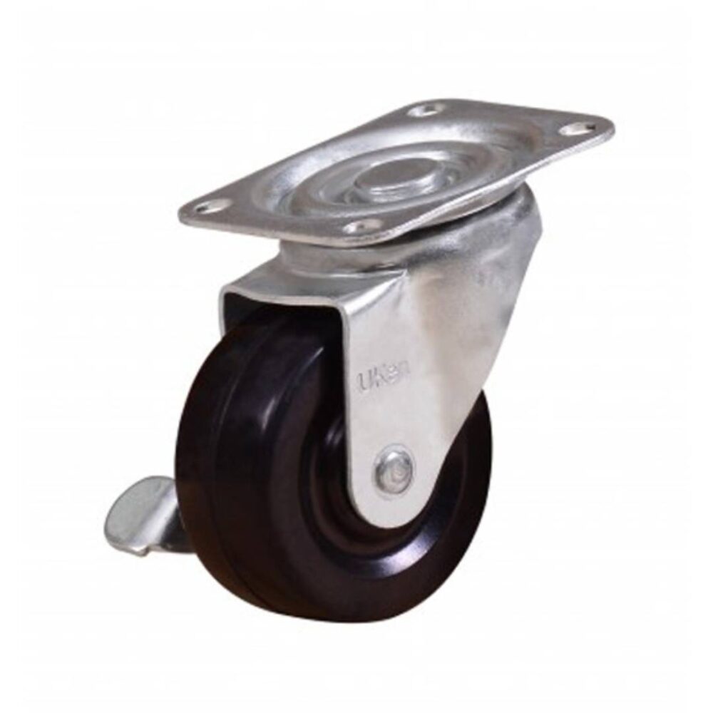 UKEN U5340B Caster Wheel Rubber 1.5" Swivel With Brake